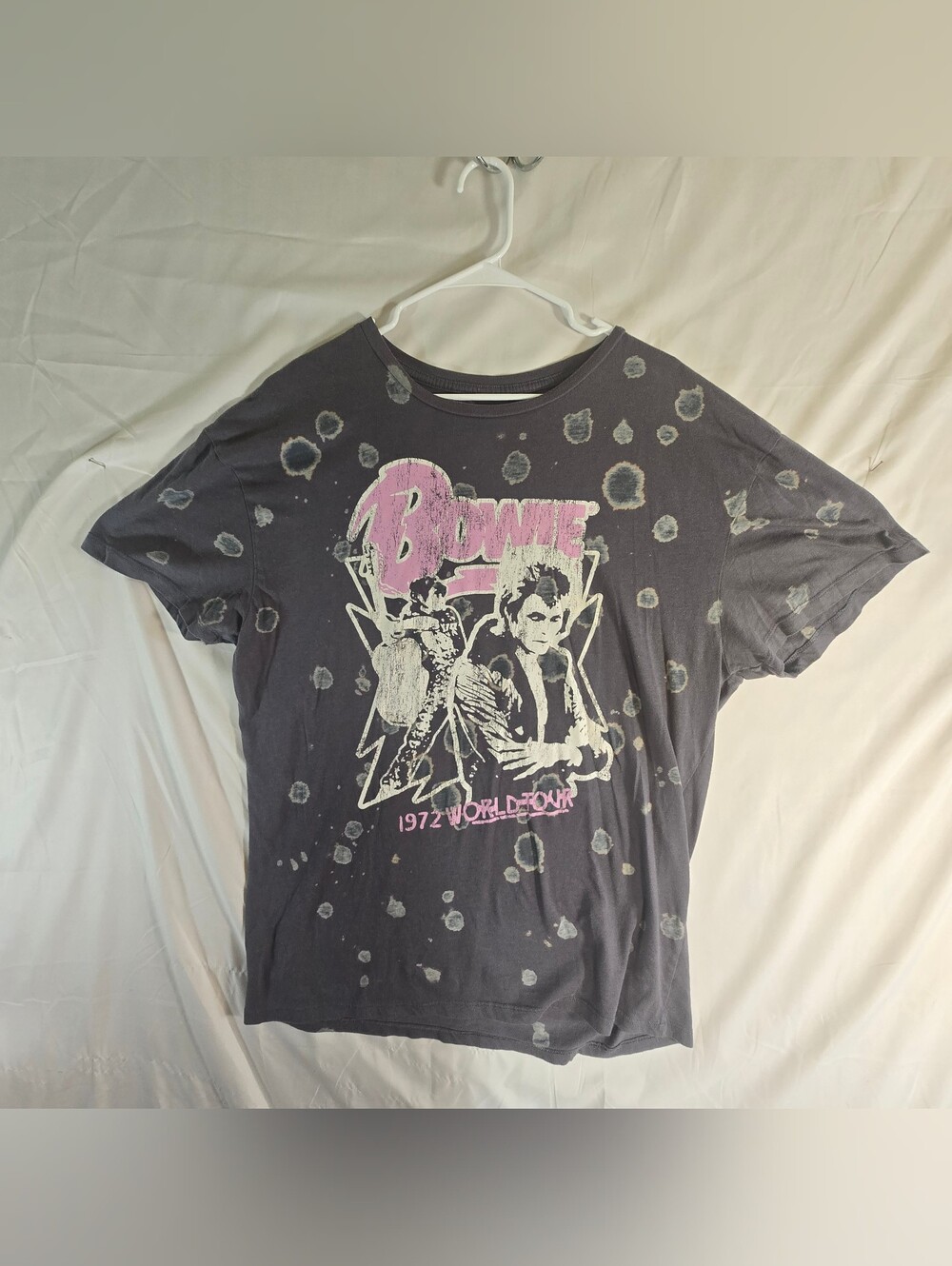 David Bowie Graphic Short Sleeve Tee in Black with Pink Print